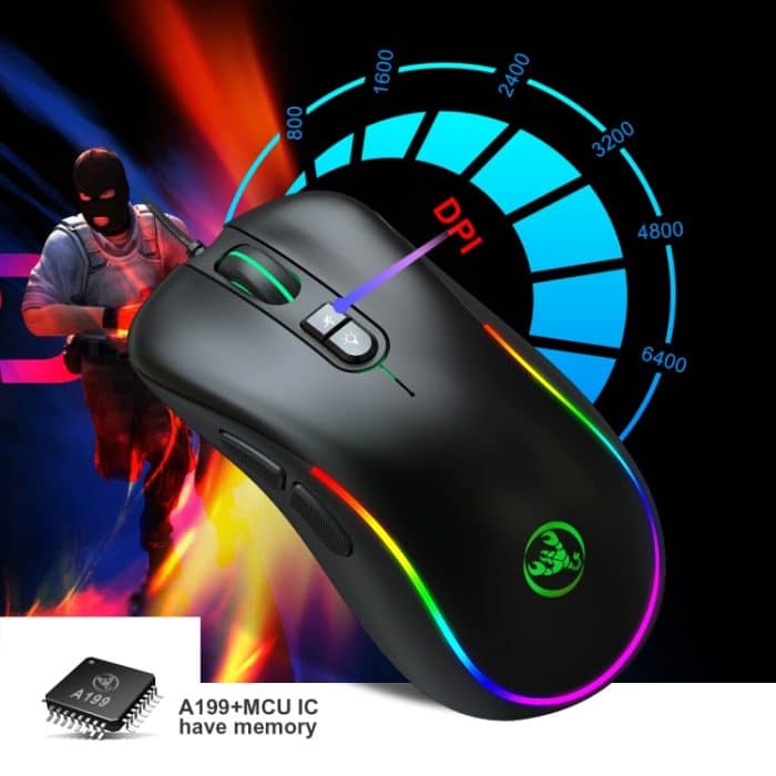 HXSJ J300 7 Tasten RGB-Beleuchtung Programmierbare Gaming-Maus (schwarz) – Bild 4