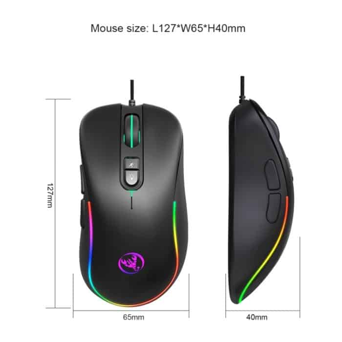 HXSJ J300 7 Tasten RGB-Beleuchtung Programmierbare Gaming-Maus (schwarz) – Bild 9