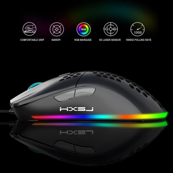 HXSJ J900 6-Tasten-RGB-Beleuchtung, programmierbare, kabelgebundene Gaming-Maus (weiß), J900(Black), J900(White) – Bild 4