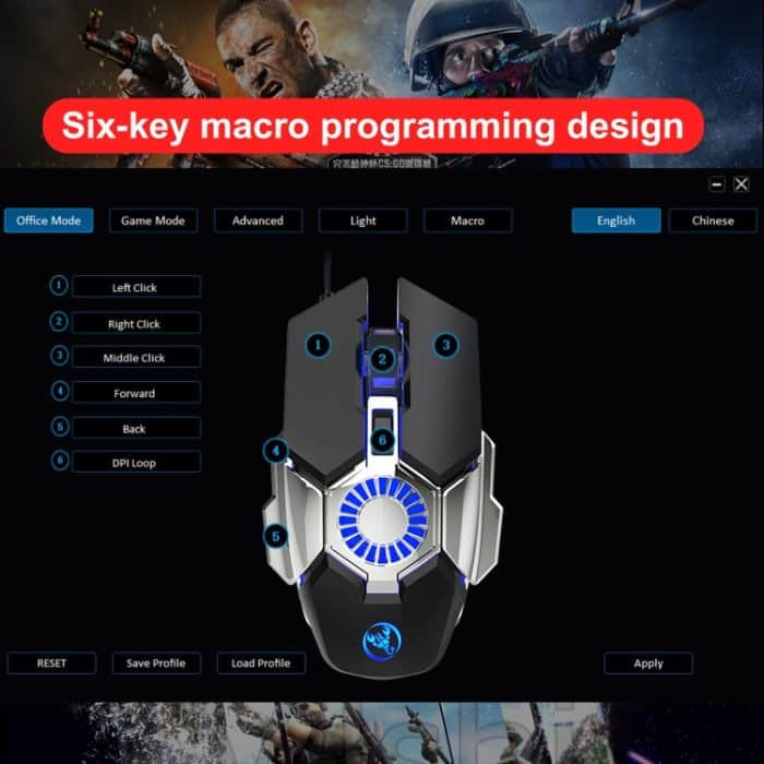 HXSJ J700 Bunte Beleuchtung Programmierbare E-Sport-Gaming-Maus – Bild 12