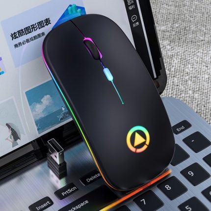 YINDIAO A2 2,4 GHz 1600 DPI 3 Modi einstellbares RGB-Licht wiederaufladbare kabellose leise Maus, Rechargeable ver.