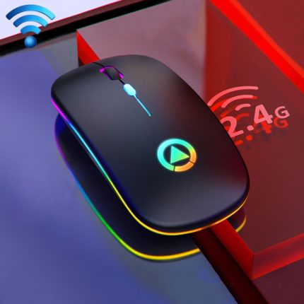 YINDIAO A2 BT3.0 + BT5.0 + 2,4 GHz 1600 DPI 3 Modi, einstellbares RGB-Licht, kabellose, leise Bluetooth-Maus, Bluetooth ver.