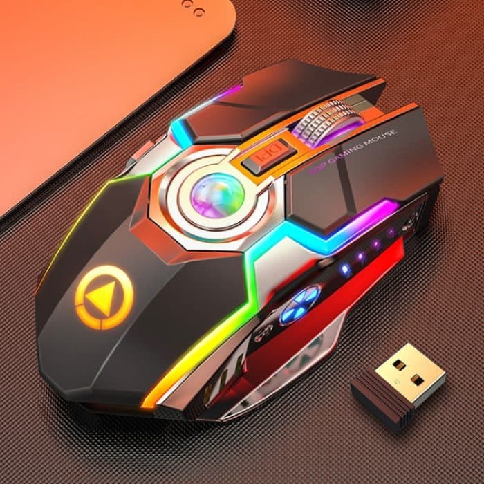 KB7666B.jpg YINDIAO A5 2,4 GHz 1600 DPI 3 Modi Einstellbare wiederaufladbare RGB-Licht kabellose leise Gaming-Maus – Bild 1
