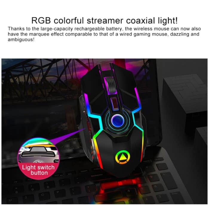 YINDIAO A5 2,4 GHz 1600 DPI 3 Modi Einstellbare wiederaufladbare RGB-Licht kabellose leise Gaming-Maus – Bild 2