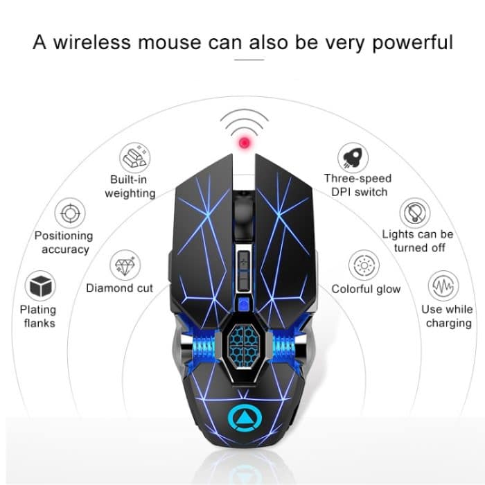 YINDIAO A7 2,4 GHz 1600 DPI 3 Modi Einstellbare 7-Tasten Wiederaufladbare RGB Licht Drahtlose Silent Gaming Maus – Bild 2