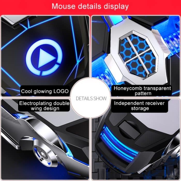 YINDIAO A7 2,4 GHz 1600 DPI 3 Modi Einstellbare 7-Tasten Wiederaufladbare RGB Licht Drahtlose Silent Gaming Maus – Bild 9