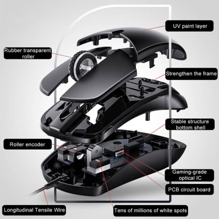 YINDIAO G2 1000DPI 3-Tasten RGB-Licht kabelgebundene Business-Maus – Bild 3