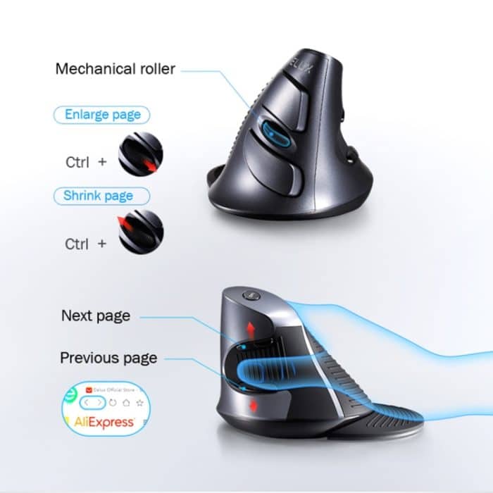 DELUX M618GX Drahtlose ergonomische vertikale Maus 1600DPI optische Maus – Bild 5