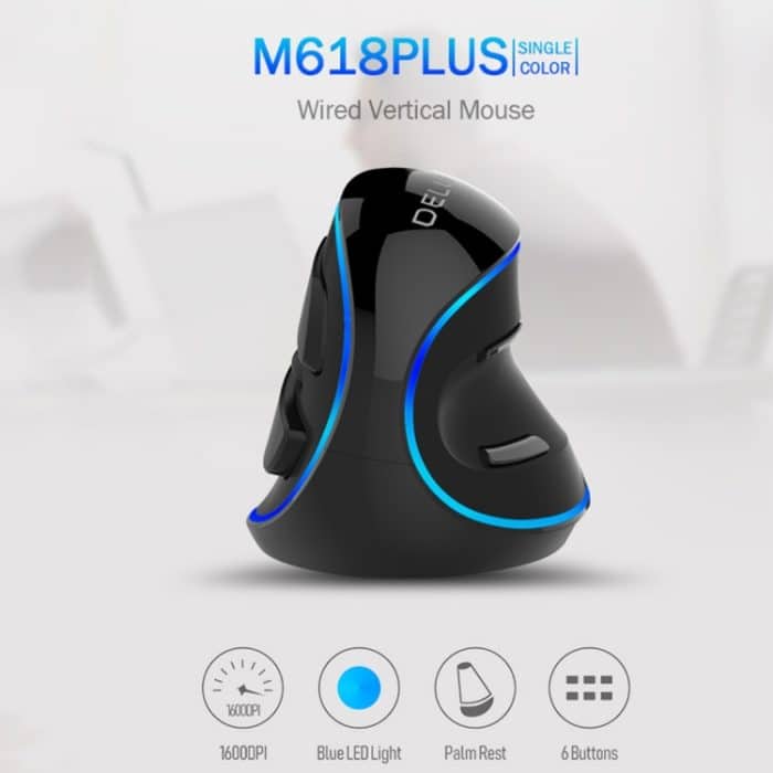DELUX M618 Plus Wired Blue Version Optische Maus Ergonomische vertikale Maus 1600DPI – Bild 2