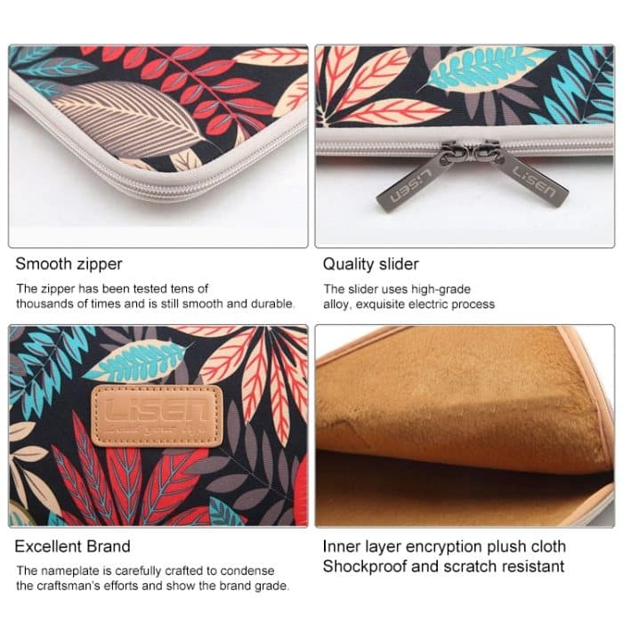Lisen 13-Zoll-Hülle, bunte Blätter, Reißverschluss, Aktentasche, Tragetasche für MacBook, Samsung, Lenovo, Sony, DELL Alienware, CHUWI, ASUS, HP, 13-Zoll-Laptops und darunter, 13 inch – Bild 4
