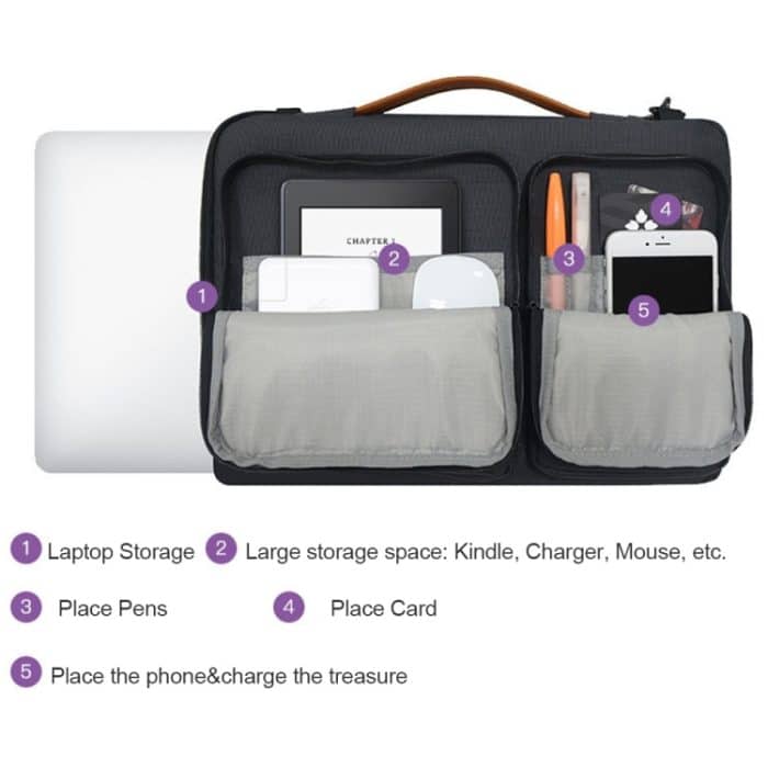 Wasserdichte Laptop-Handtasche aus Nylon für 15-15,6-Zoll-Laptops mit Trolley-Gurt, 15-15.6 inch – Bild 9