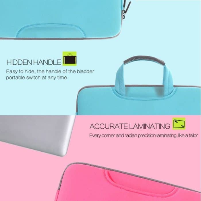Tragbare, luftdurchlässige 15,4-Zoll-Handtasche für MacBook Air / Pro, Lenovo und andere Laptops, Größe: 38 x 27,5 x 3,5 cm, 15.4 inch Magenta, 15.4 inch Blue, 15.4 inch Grey, 15.4 inch Green, 15.4 inch Pink, 15.4 inch Black – Bild 2