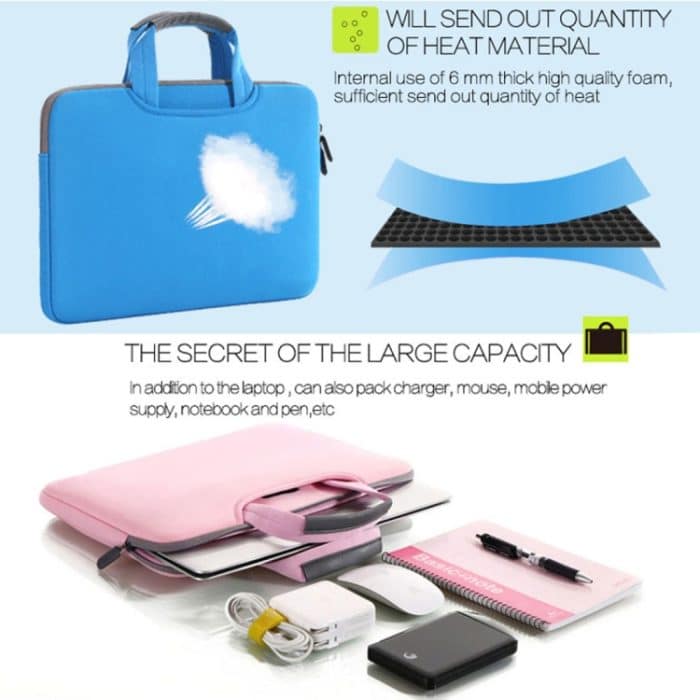 Tragbare, luftdurchlässige 15,4-Zoll-Handtasche für MacBook Air / Pro, Lenovo und andere Laptops, Größe: 38 x 27,5 x 3,5 cm, 15.4 inch Magenta, 15.4 inch Blue, 15.4 inch Grey, 15.4 inch Green, 15.4 inch Pink, 15.4 inch Black – Bild 3