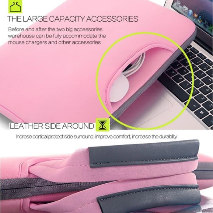 Tragbare, luftdurchlässige 15,4-Zoll-Handtasche für MacBook Air / Pro, Lenovo und andere Laptops, Größe: 38 x 27,5 x 3,5 cm, 15.4 inch Magenta, 15.4 inch Blue, 15.4 inch Grey, 15.4 inch Green, 15.4 inch Pink, 15.4 inch Black – Bild 4