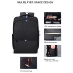 Wasserdichter Laptop-Rucksack aus Polyester für Laptops unter 15 Zoll, mit USB-Schnittstelle, Trolley-Gurt – Bild 5