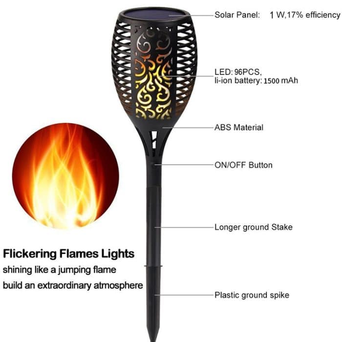 96 LED Solar Flame Light Garten Garten Rasen Licht Garten Landschaft Fackel Licht – Bild 6