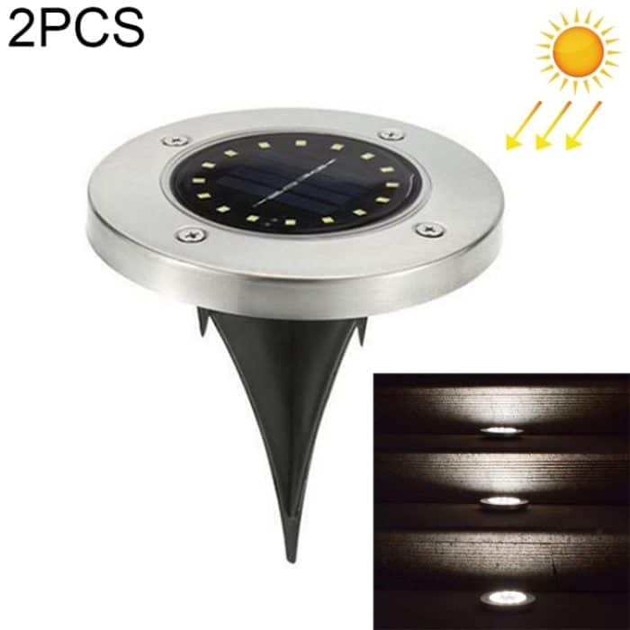2 Stück 16 LEDs, solarbetriebene Erdleuchte, IP65, wasserdicht, für den Außenbereich, Garten, Straßenlaterne, 16 LEDs – Bild 1