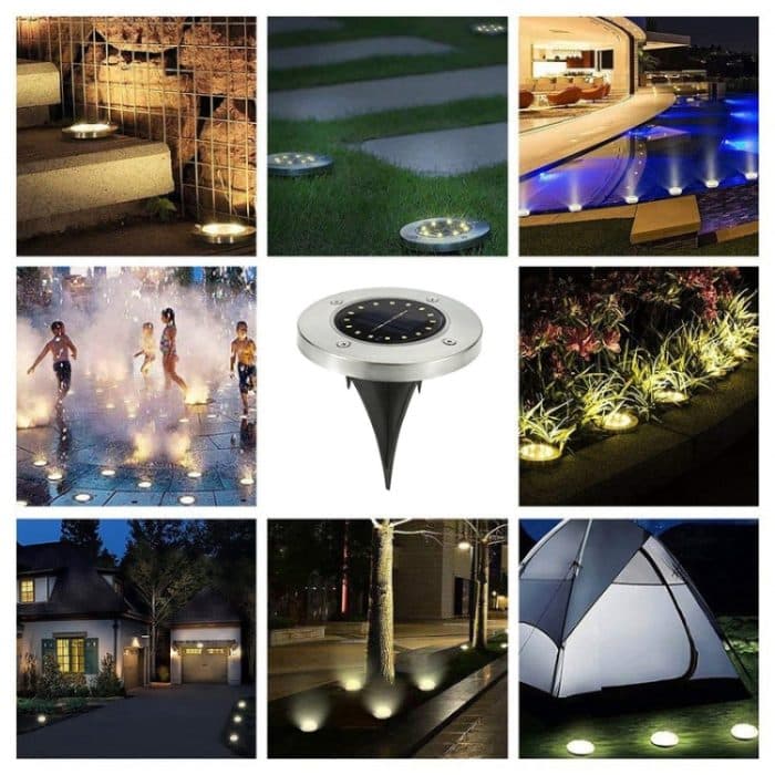 2 Stück 16 LEDs, solarbetriebene Erdleuchte, IP65, wasserdicht, für den Außenbereich, Garten, Straßenlaterne, 16 LEDs – Bild 14
