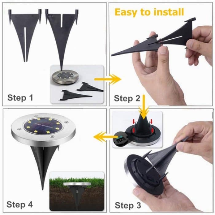 2 Stück 16 LEDs, solarbetriebene Erdleuchte, IP65, wasserdicht, für den Außenbereich, Garten, Straßenlaterne, 16 LEDs – Bild 4