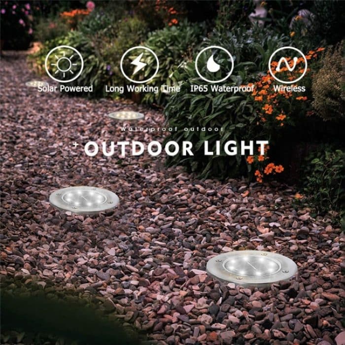 2 Stück 16 LEDs, solarbetriebene Erdleuchte, IP65, wasserdicht, für den Außenbereich, Garten, Straßenlaterne, 16 LEDs – Bild 9