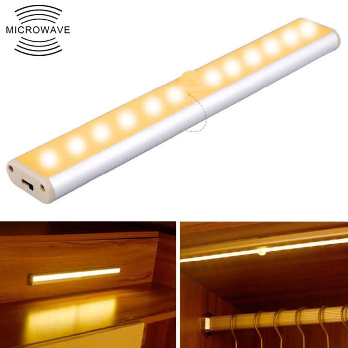 LED1230.jpg 2W 12 LEDs Warmweißer Breitbildschirm Intelligente Sensorleuchte für den menschlichen Körper LED-Korridor-Schrankleuchte, USB-Ladeversion – Bild 1