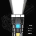 S03 4 x SMD 3030 + COB Strong Light USB-Wiederaufladbare LED-Taschenlampe – Bild 6