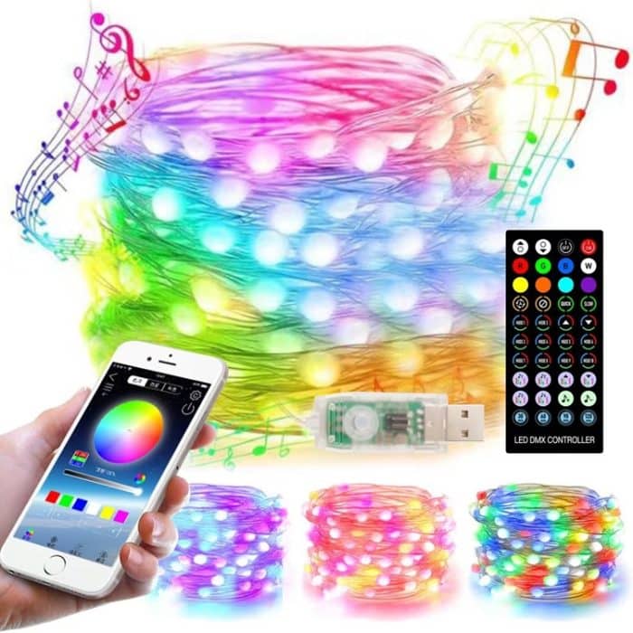Weihnachtsdekoration USB Kupfer Draht String Licht Fernbedienung & Bluetooth Mobile App Control, Länge: 10m 100 LEDs – Bild 2