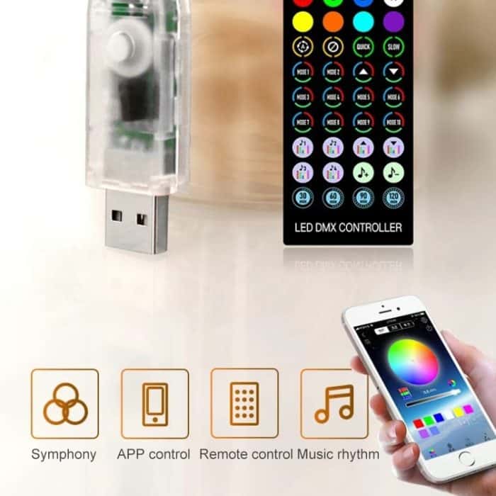 Weihnachtsdekoration USB Kupfer Draht String Licht Bluetooth Mobile App Control, Länge: 10m 100 LEDs – Bild 4