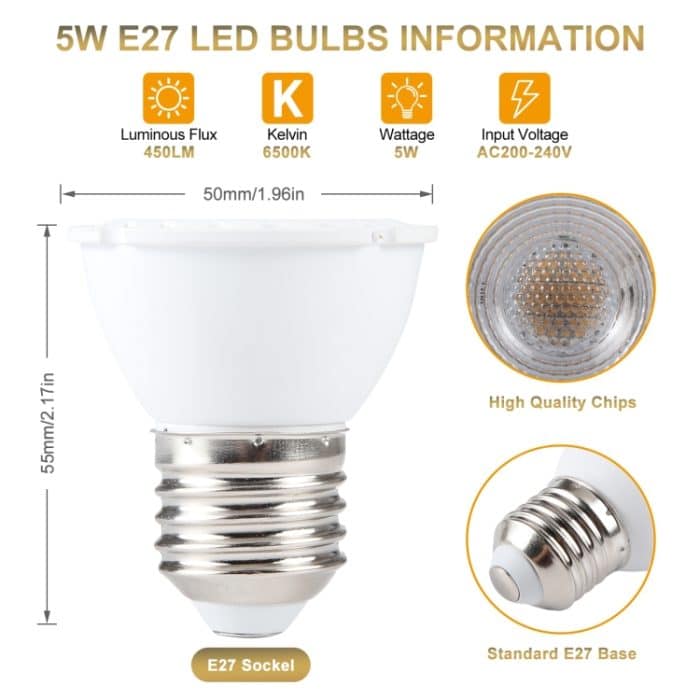 E27-7LED 5W LED-Strahler ohne Stroboskop, AC220V, E27-7LED – Bild 5