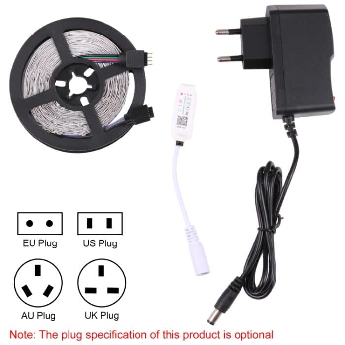 Smart Bluetooth APP Control Bare Board 2835 SMD RGB LED-Lichtschlauch, 60 LED/m, Länge: 5 m, 12 V, 2 A, 100–240 V, 2835 SMD RGB LED, 5m, Bluetooth APP – Bild 3