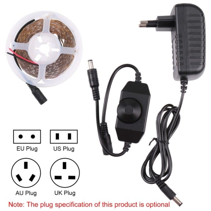 Bare Board 2835 SMD dimmbare LED-Lichtleiste mit weißem Licht/warmem Licht, 60 LED/m, Länge: 5 m, 12 V, 2 A, 100–240 V, 2835 SMD LED, 5m – Bild 3