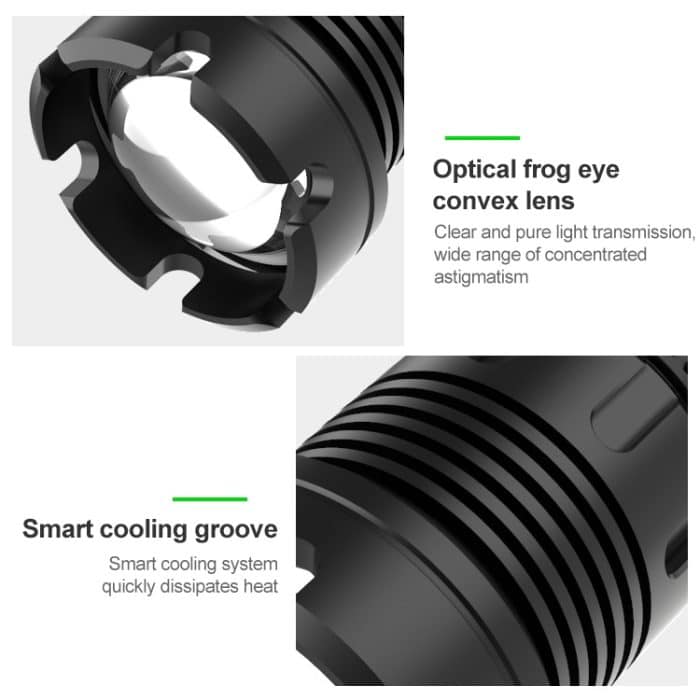 Short Style Micro-USB-Aufladung Wasserdichte P70 + COB-LED-Taschenlampe für den Außenbereich, Unterstützungsanzeige und Teleskopfokussierung sowie Helligkeitsanpassung auf 7 Ebenen – Bild 3