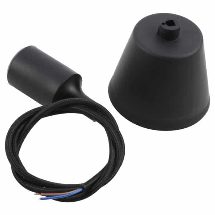 E27 Lampenfassung DIY Decke Kronleuchter Glühbirnen Schraube Silikonsockel, Kabellänge: 1 m, E27 Black – Bild 2