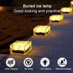 Solarbetriebene quadratische LED-Einbauleuchte aus gehärtetem Glas für den Außenbereich, Gartendekorationslampe, IP55 wasserdicht, Größe: 7 x 7 x 5 cm, 7 x 7 x 5cm – Bild 5