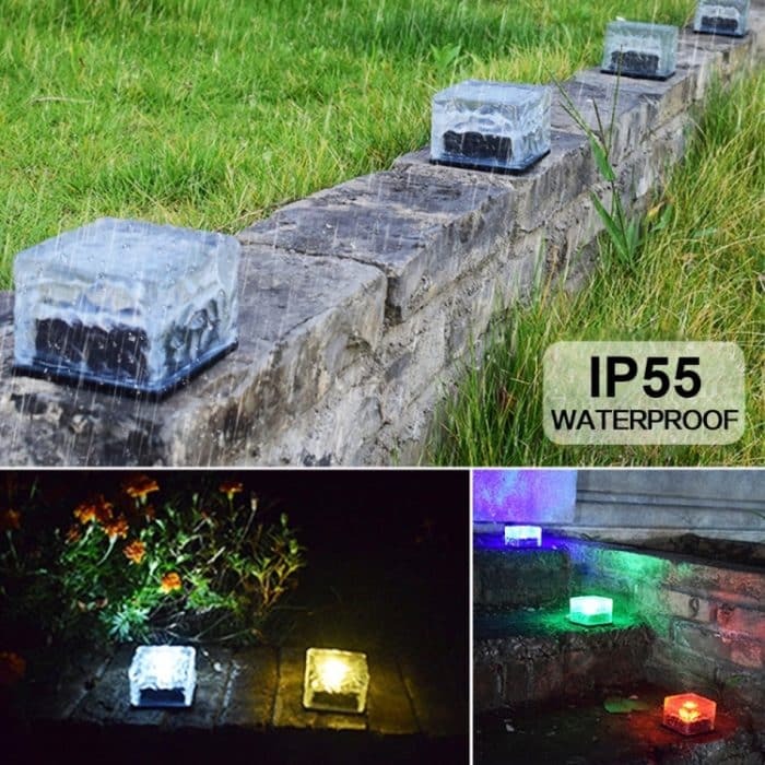 Solarbetriebene quadratische LED-Einbauleuchte aus gehärtetem Glas für den Außenbereich, Gartendekorationslampe, IP55 wasserdicht, Größe: 7 x 7 x 5 cm, 7 x 7 x 5cm – Bild 7
