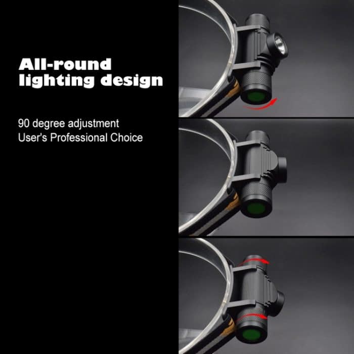 D10 5W XML-2 IPX6 Wasserdichtes Stirnbandlicht, 1200 LM USB Charging Einstellbarer LED-Außenscheinwerfer – Bild 4