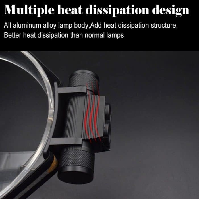 D25 10W 2 x XML-2 IPX6 wasserdichtes Stirnbandlicht, 2400 LM USB Charging Einstellbarer LED-Außenscheinwerfer – Bild 5