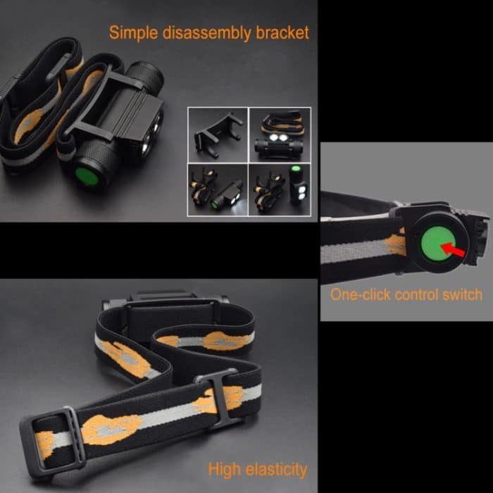 D25 10W 2 x XML-2 IPX6 wasserdichtes Stirnbandlicht, 2400 LM USB Charging Einstellbarer LED-Außenscheinwerfer – Bild 7