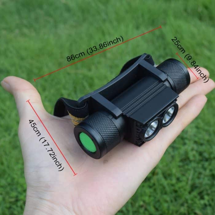 D25 10W 2 x XML-2 IPX6 wasserdichtes Stirnbandlicht, 2400 LM USB Charging Einstellbarer LED-Außenscheinwerfer – Bild 10