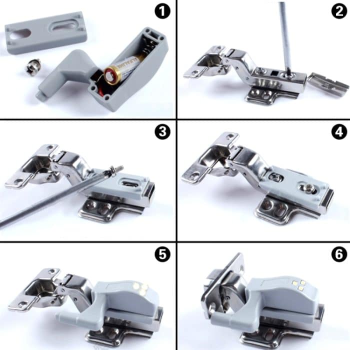 0,3 W Universal Innenscharnier LED Sensorlampe Schrank 3 LEDs Nachtlicht Auto ON/OFF Glühbirne, 1 PCS White Light, 1 PCS Warm White – Bild 5