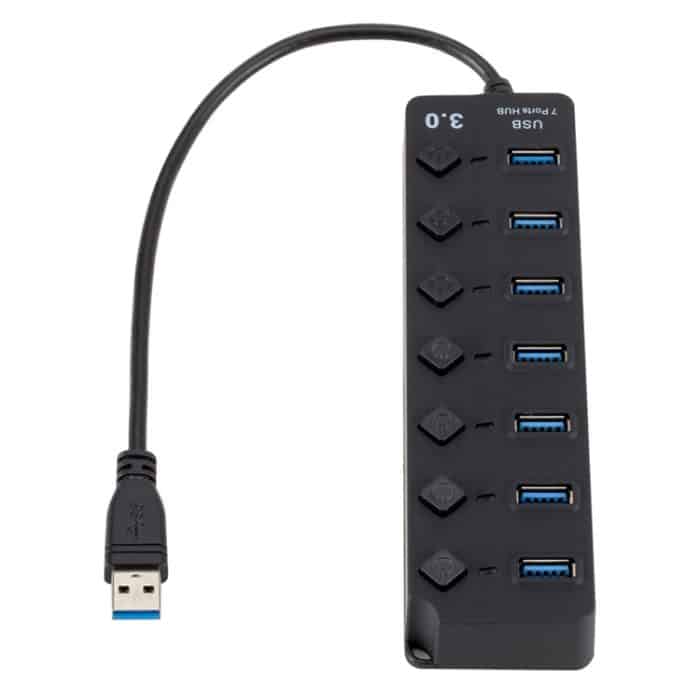 MBC6613.jpg 7 Port USB 3.0 Hochgeschwindigkeits-Multi-Hub-Erweiterung mit Switch für PC und Laptop – Bild 1