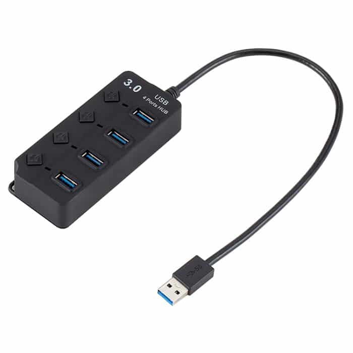 4 Port USB 3.0 Hi-Speed ​​Multi Hub Erweiterung mit Switch für PC & Laptop – Bild 2