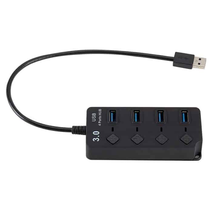 4 Port USB 3.0 Hi-Speed ​​Multi Hub Erweiterung mit Switch für PC & Laptop – Bild 3