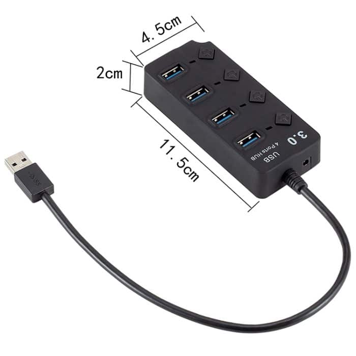 4 Port USB 3.0 Hi-Speed ​​Multi Hub Erweiterung mit Switch für PC & Laptop – Bild 5