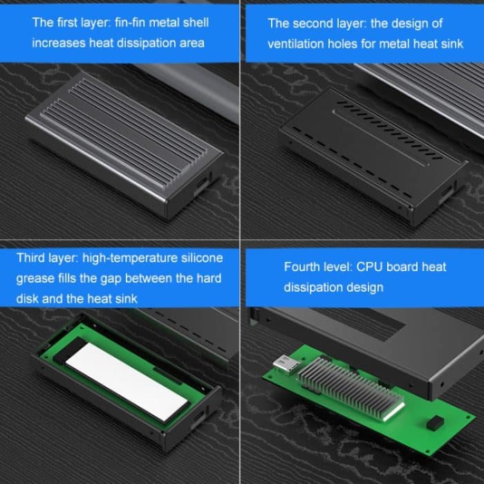 Blueendless M.2 NVME Thunderbolt 3 Solid State Mobile Hard Disk Box Festplattenlaufwerk, M8 – Bild 7