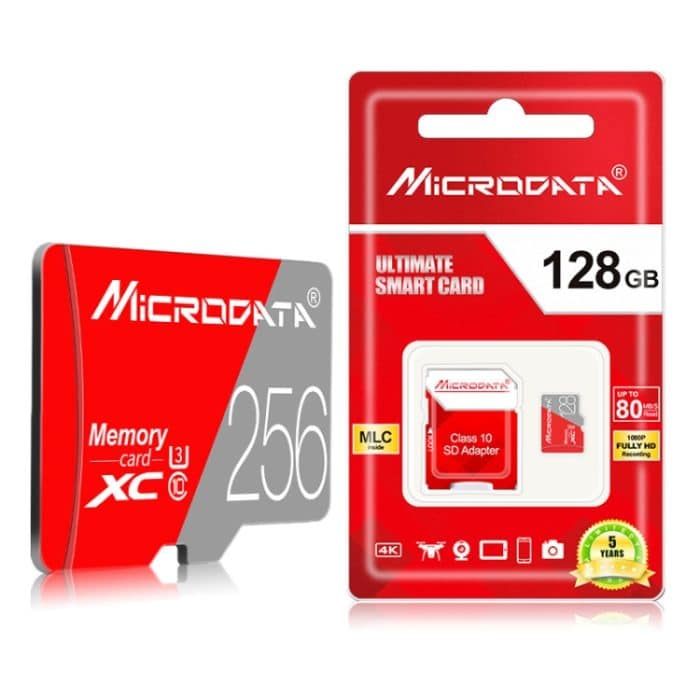 MICRODATA 256 GB Class10 Rot und Grau TF (Micro SD) Speicherkarte – Bild 4