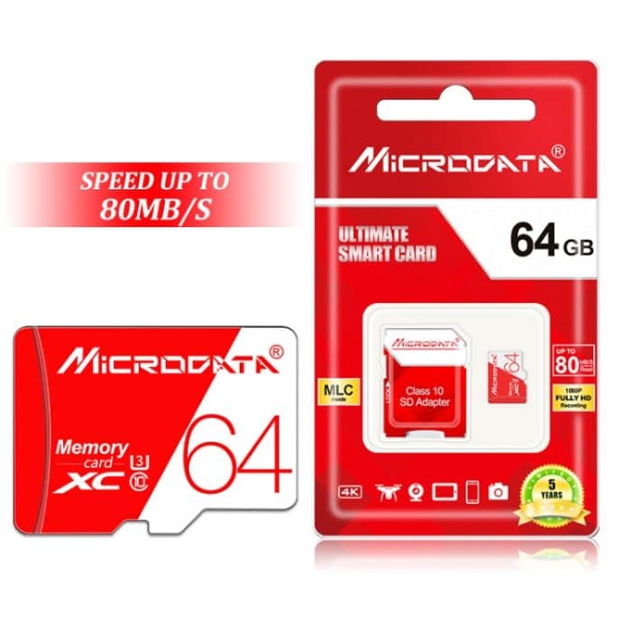 MICRODATA 64 GB Hochgeschwindigkeits-U3-Rot-Weiß-TF-Speicherkarte (Micro SD) – Bild 7