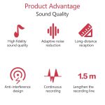 YICHUANG YC-LM10II 8-poliger Anschluss Intelligentes Rauschunterdrückungskondensator-Lavaliermikrofon, Kabellänge: 1,5 m – Bild 4