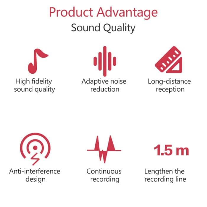 YICHUANG YC-LM10II 8-poliger Anschluss Intelligentes Rauschunterdrückungskondensator-Lavaliermikrofon, Kabellänge: 1,5 m – Bild 4