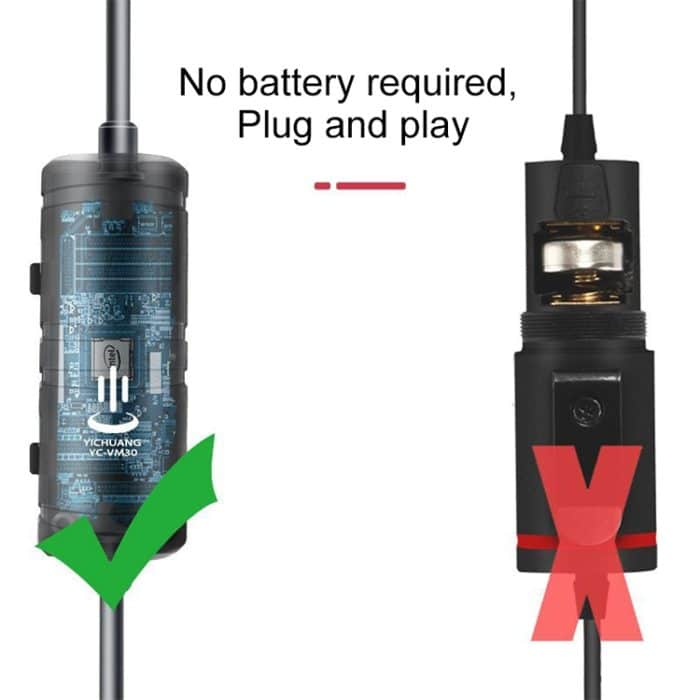 YICHUANG YC-VM20 3,5-mm-Anschluss Videoaufnahme Omnidirektionales Lavaliermikrofon, Kabellänge: 6 m – Bild 5